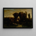 senza titolo donna con bestiame e pecore al tramonto - Edward Mitchell Bannister — quadro incorniciato alla parete