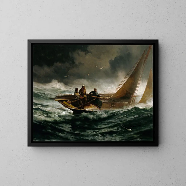 Affrontare una tempesta - Edward Moran — quadro incorniciato alla parete