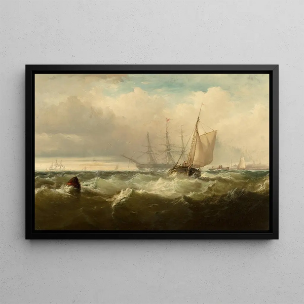 Tempesta al largo di New Castle Delaware - Edward Moran — quadro incorniciato alla parete