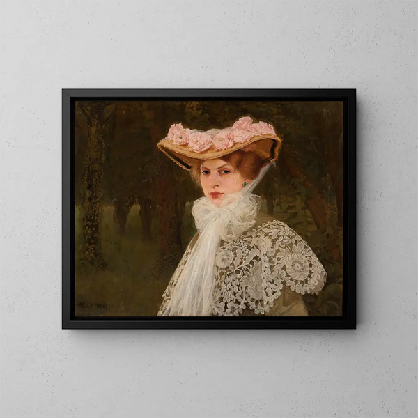 Ritratto di Zofia Okuń nata Tolkemit, la moglie dell'artista - Edward Okuń — quadro incorniciato alla parete