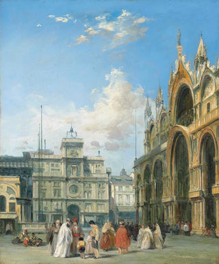 Edward Pritchett - Figures Beside The Basilica Of San Marco And The Torre Dellorlogio Venice.webp