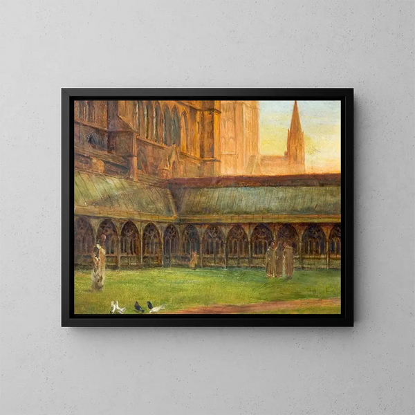 I chiostri della cattedrale di Lincoln - Edward Richard Taylor — quadro incorniciato alla parete