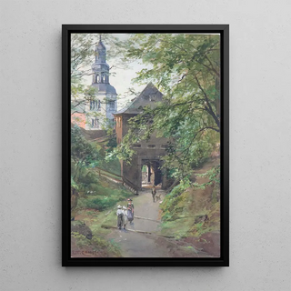 Edward Theodore Compton - Spaziergnger am Mnchsberg mit Blick auf die Mllner Kirche.webp