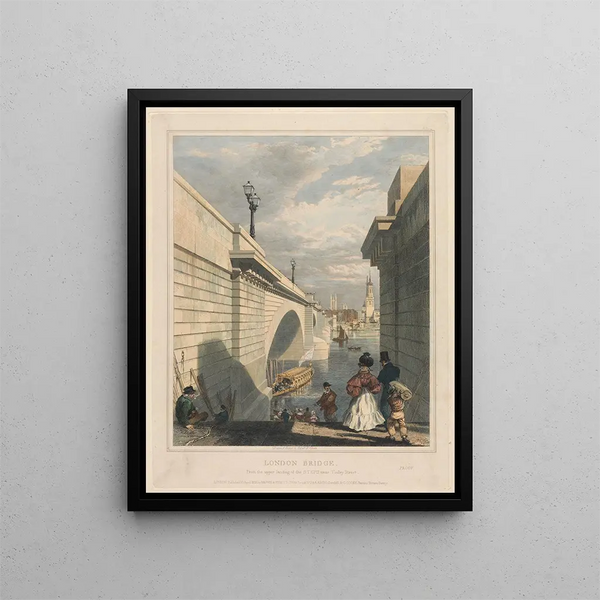 Il ponte di Londra dal pianerottolo superiore dei gradini vicino a Tooley Street - Edward William Cooke — quadro incorniciato alla parete
