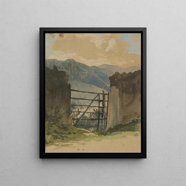 Edwin Austin Abbey - Stone wall and gate sketch.webp