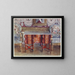 Tavolo da scrivania a ginocchio in scagliola rossa, piano in acciaio laccato, sedie Boulle dorate imbottite in tappezzeria - Edwin Foley — quadro incorniciato alla parete