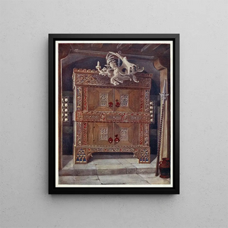 Edwin Foley - Late Gothic schrank In the Bavarian Museum Munich with hanging light leuchterweibschen from Albert Drers house at Nuremburg.webp