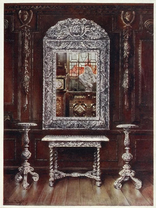 Edwin Foley - Mirror gueridons and table overlaid with silver plaques.webp