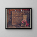 Cabinet in rovere con pannelli convessi circolari, sedia in noce senza braccioli con ornamento floreale intrecciato sulla schiena - Edwin Foley — quadro incorniciato alla parete