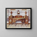 buffet in satinwood dipinto e intarsiato, orologio a consolle in mogano - Edwin Foley — quadro incorniciato alla parete