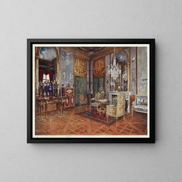 Salone musicale della regina Maria Antonietta, palazzo di Fontainebleau, Francia - Edwin Foley — quadro incorniciato alla parete
