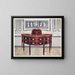 buffet semicircolare in mogano e scatola portacoltelli intarsiata e rivestita in legno di satina, mogano ed ebano - Edwin Foley — quadro incorniciato alla parete