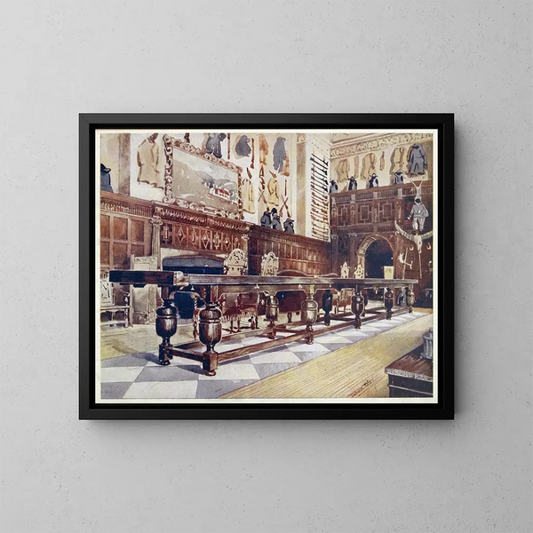Tavolo di shuffleboard nella sala di Littlecote - Edwin Foley — quadro incorniciato alla parete