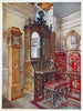 Scrutatore in noce orologio giallo in sicomoro intarsiato sgabello scolpito - Edwin Foley — vista dell’opera