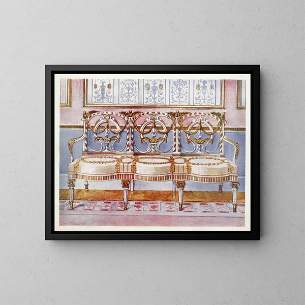 Sofa in legno dorato e dipinto - Edwin Foley — quadro incorniciato alla parete