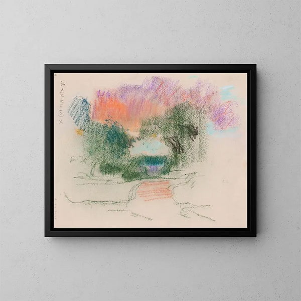 Paesaggio con alberi e strada - Eero Järnefelt — quadro incorniciato alla parete