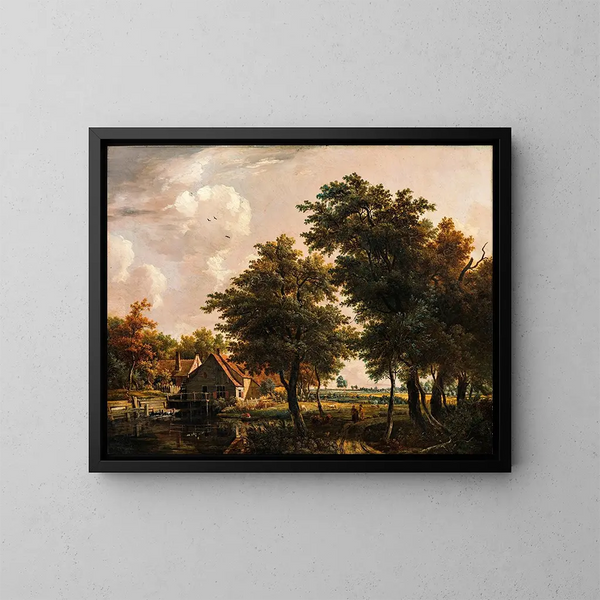 Paesaggio con un mulino ad acqua - Egbert van Drielst — quadro incorniciato alla parete