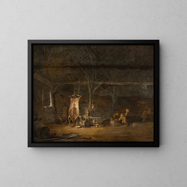 Interno di un mattatoio - Egbert van der Poel — quadro incorniciato alla parete