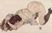 Giovane ragazza inginocchiata che si appoggia sui due gomiti - Egon Schiele — vista dell’opera