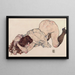 Giovane ragazza inginocchiata che si appoggia sui due gomiti - Egon Schiele — quadro incorniciato alla parete