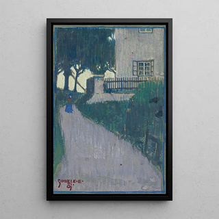 Egon Schiele - Landscape With House Trees And Female Figure.webp