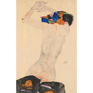 Egon Schiele - Rckenakt mit buntem Tuch.webp