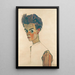 Autoritratto con camicia a righe - Egon Schiele — quadro incorniciato alla parete