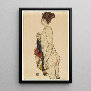 Egon Schiele - Standing Nude with a Patterned Robe.webp