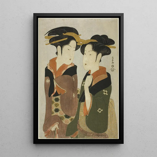 Eishsai Chki - Kan a waitress of the Izutsuya and the geisha Fuseya of the Ogiya.webp