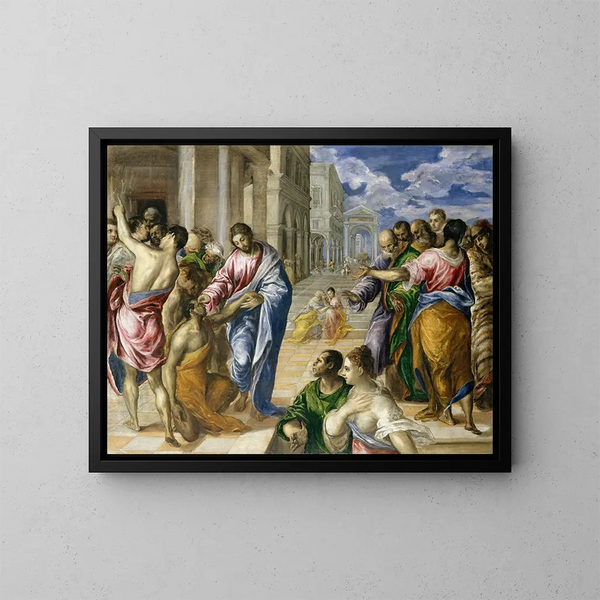 Il Cristo che guarisce i ciechi - El Greco — quadro incorniciato alla parete