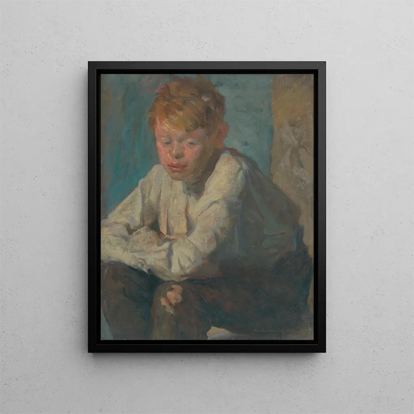Ragazzo con capelli rossi - Elemér Halász-Hradil — quadro incorniciato alla parete