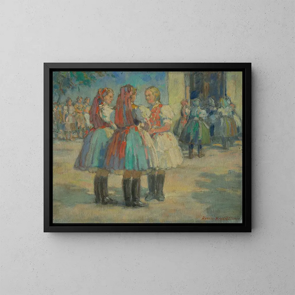 Filles in costume tradizionale - Elemér Halász-Hradil — quadro incorniciato alla parete