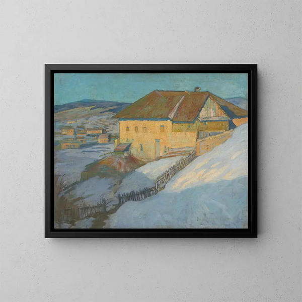 Paese d'inverno - Elemér Halász-Hradil — quadro incorniciato alla parete