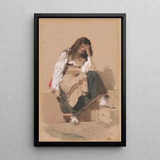 Eleuterio Pagliano - A Seated Peasant Girl In Contemplation.webp