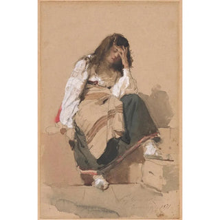 Eleuterio Pagliano - A Seated Peasant Girl In Contemplation.webp