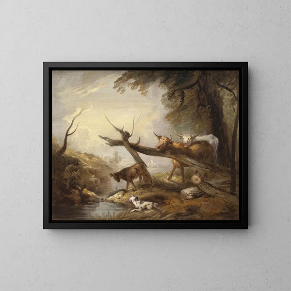 Bétail près d'un ruisseau - Elias Martin — quadro incorniciato alla parete