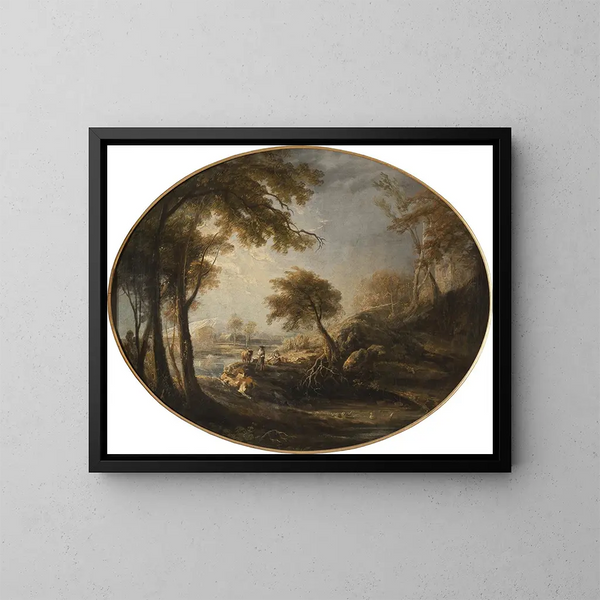Paesaggio con rustici e bestiame - Elias Martin — quadro incorniciato alla parete