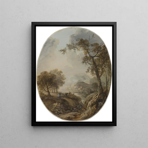 Paesaggio con camino - Elias Martin — quadro incorniciato alla parete