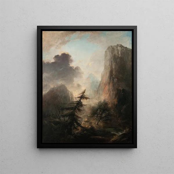 Paesaggio romantico con abete - Elias Martin — quadro incorniciato alla parete