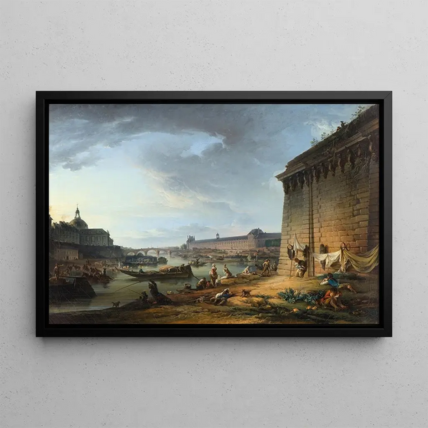 Vista di Parigi dal molo sotto il Pont Neuf - Elias Martin — quadro incorniciato alla parete