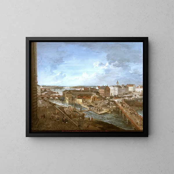 Vista di Stoccolma dal castello reale - Elias Martin — quadro incorniciato alla parete