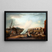 Ponte di Westminster e la processione sul Tamigi del re Christian VII di Danimarca nel 1769 - Elias Martin — quadro incorniciato alla parete