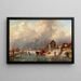 Paesaggio di canale in inverno - Elias Pieter van Bommel — quadro incorniciato alla parete