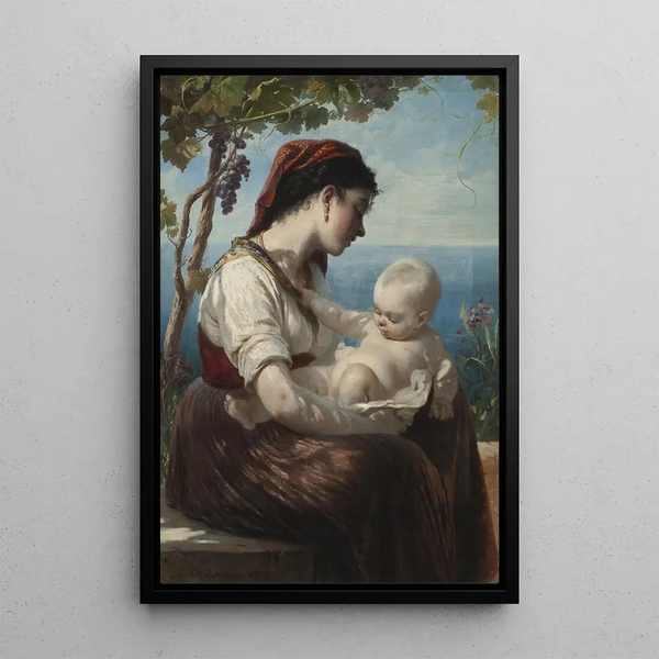 Giovane madre e suo figlio - Elisabeth Jerichau-Baumann — quadro incorniciato alla parete
