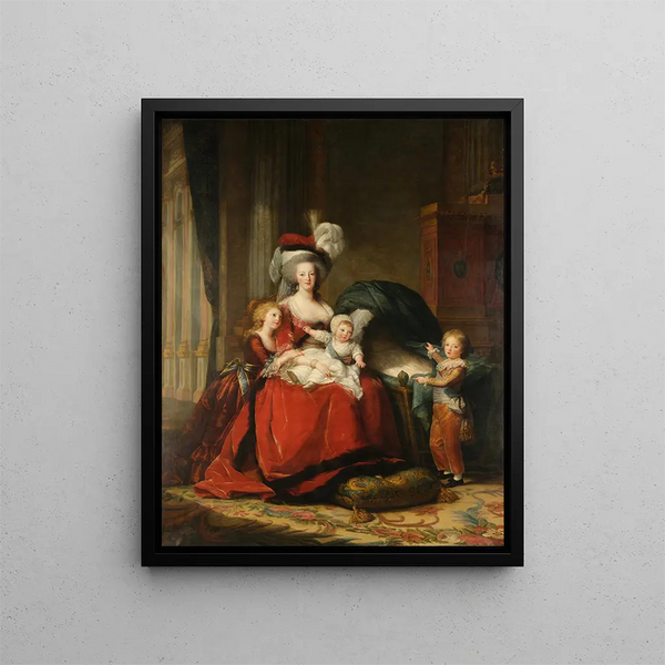Marie-Antoinette di Lorena, regina di Francia degli Asburgo, e i suoi figli - Elisabeth Louise Vigée Le Brun — quadro incorniciato alla parete