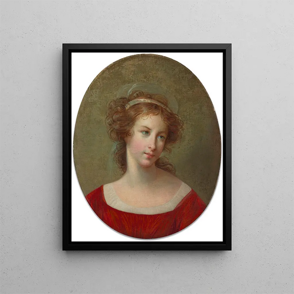 Ritratto di donna in abito rosso - Elisabeth Louise Vigée Le Brun — quadro incorniciato alla parete