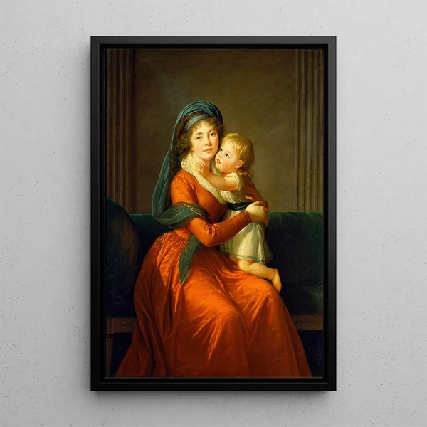 Ritratto della principessa Alexandra Golitsyna e di suo figlio Piotr - Elisabeth Louise Vigée Le Brun — quadro incorniciato alla parete
