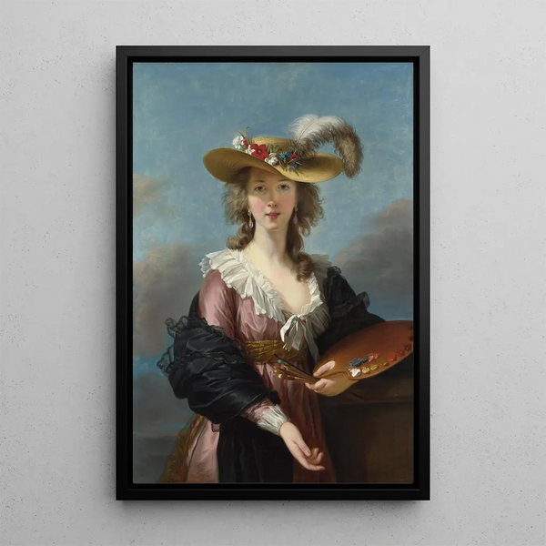 Autoritratto con cappello di paglia - Elisabeth Louise Vigée Le Brun — quadro incorniciato alla parete