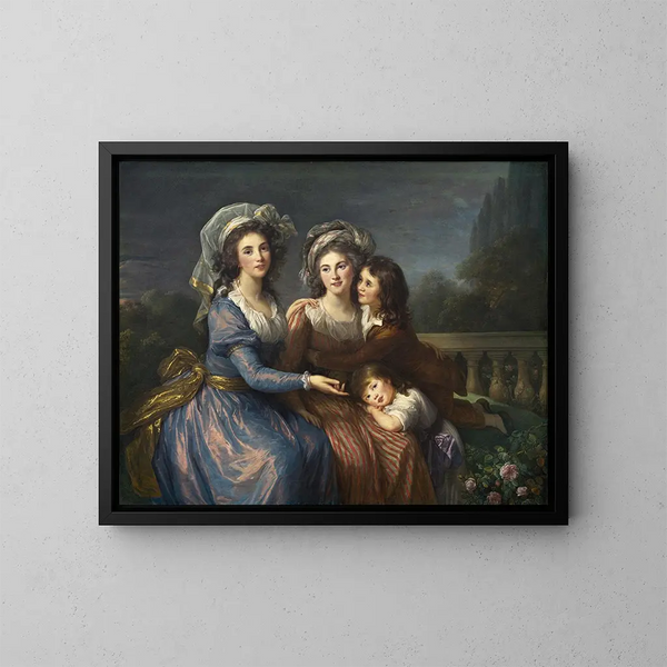 La marchesa di Pezay e la marchesa di Roug con i suoi figli Alexis e Adrien - Elisabeth Louise Vigée Le Brun — quadro incorniciato alla parete