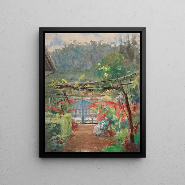 Reposevi nel mio giardino - Eliseu Visconti — quadro incorniciato alla parete